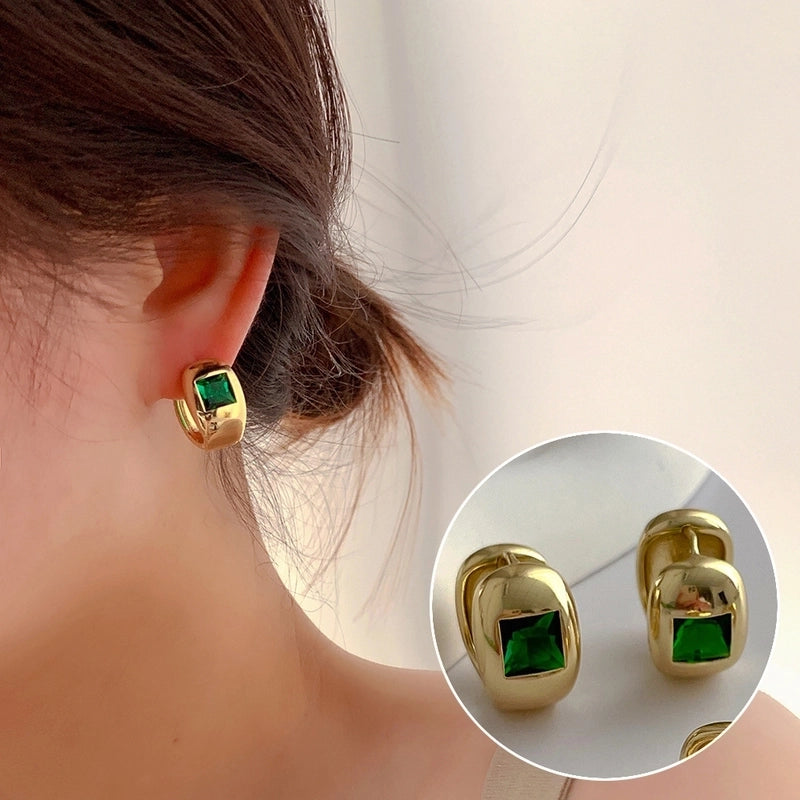 Korean Style S925 Silver Needle Personalized Geometric Double-layer Cross Circle Earrings Women's Retro Fashion Creative Earrings Ear Buckle Fashion