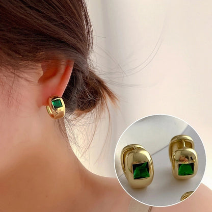 Korean Style S925 Silver Needle Personalized Geometric Double-layer Cross Circle Earrings Women's Retro Fashion Creative Earrings Ear Buckle Fashion