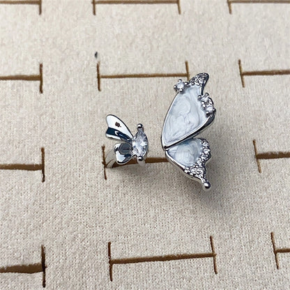 Copper Silver Plated Inlay Round Natural Stone Gem Rings