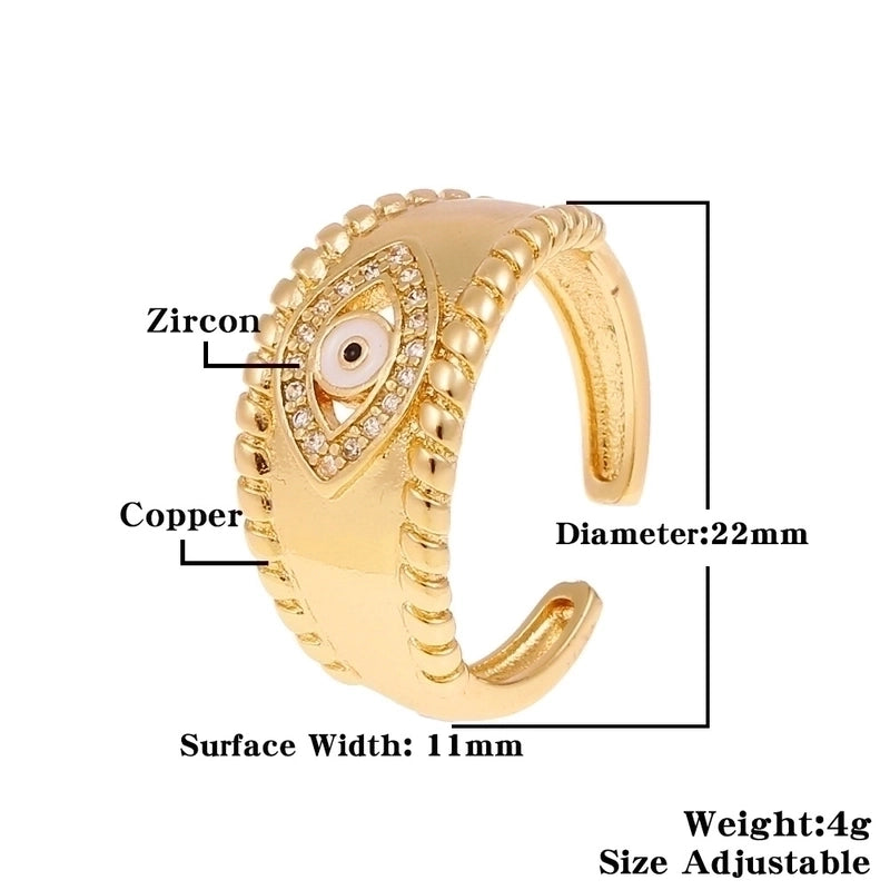 Fashion Enamel Drip Oil Evil Eye Retro Copper Tail Ring