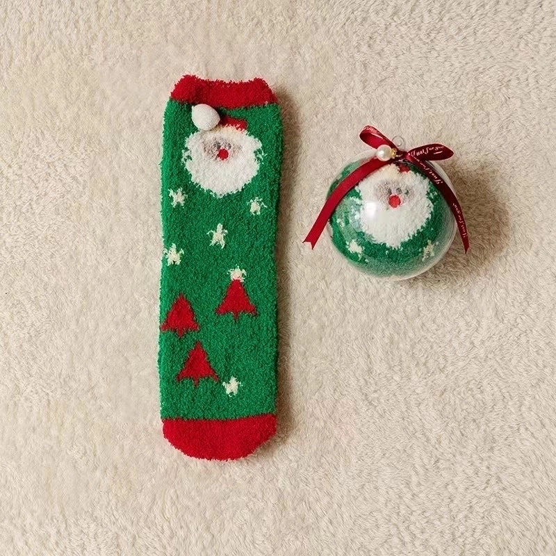 Women's Minimalist Christmas Tree Santa Claus Snowman Cotton Jacquard Crew Socks