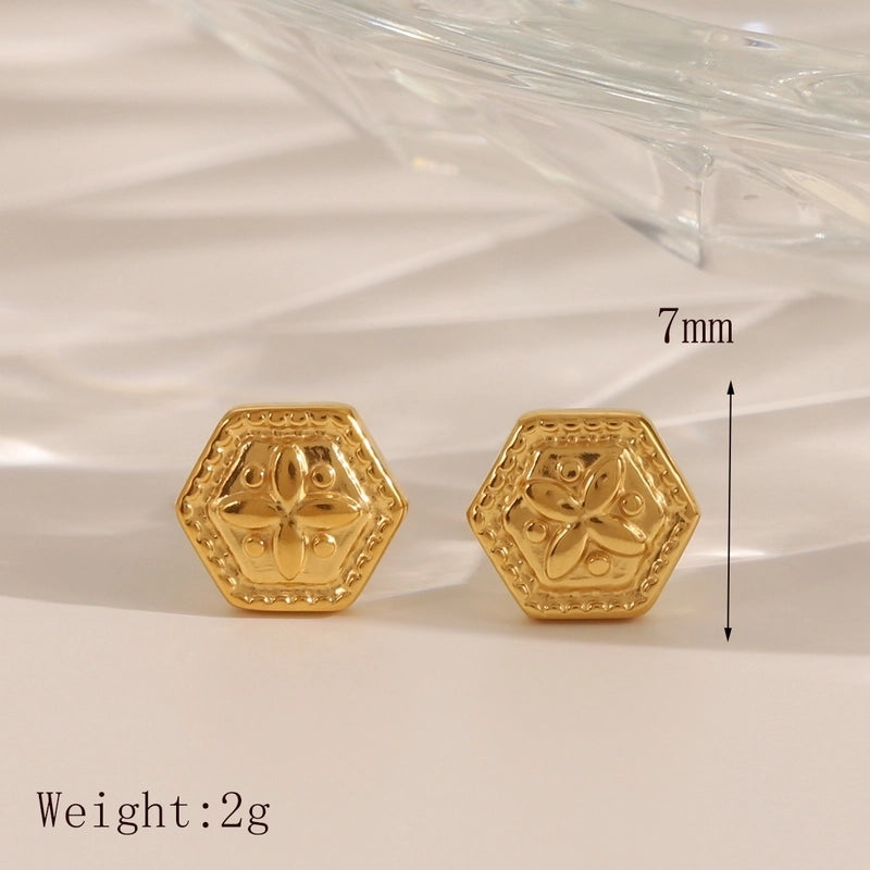 1 Pair IG Style Minimalist Commute Star Heart Shape Flower 304 Stainless Steel 14K Gold Plated Ear Studs
