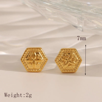 1 Pair IG Style Minimalist Commute Star Heart Shape Flower 304 Stainless Steel 14K Gold Plated Ear Studs