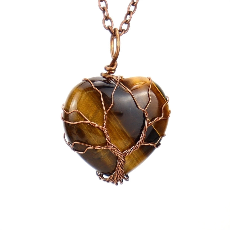 Minimalist Heart Shape Natural Stone Ferroalloy Pendant Necklace