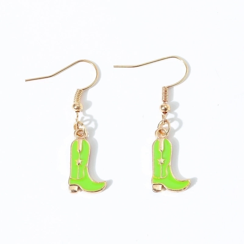 6 Pieces Fashion Style Earrings Western Cowboy Girl Oil Drop Boots Earrings High Heels Earring