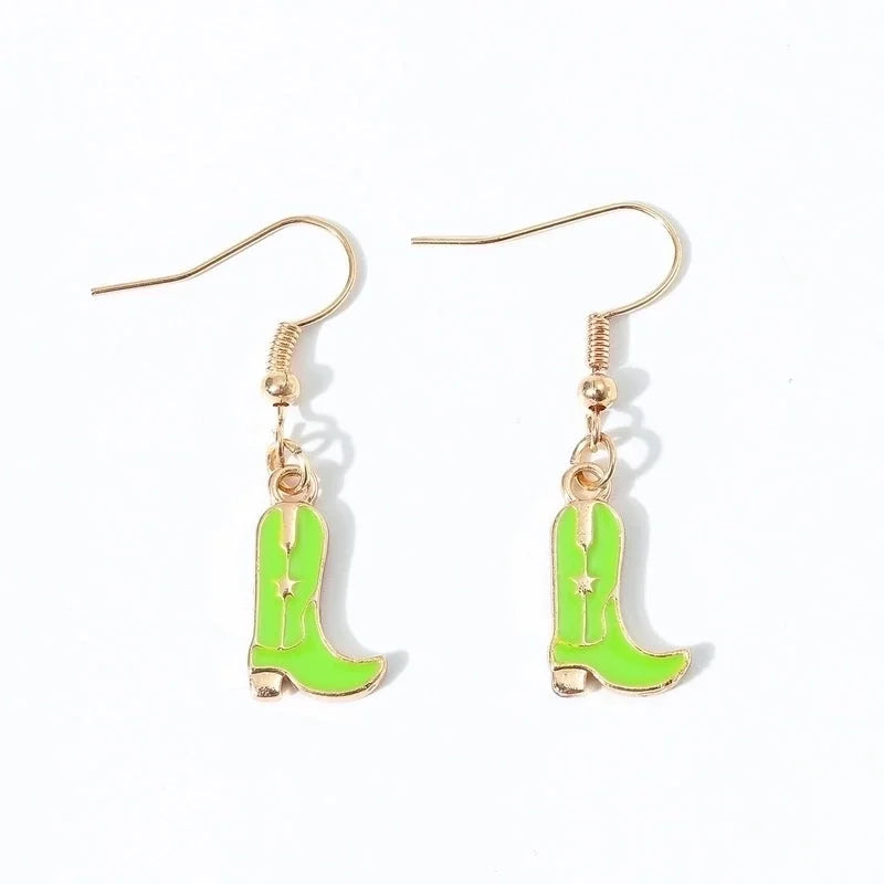 6 Pieces Fashion Style Earrings Western Cowboy Girl Oil Drop Boots Earrings High Heels Earring
