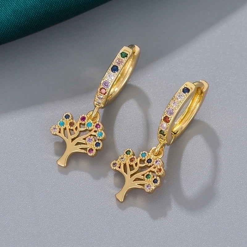 1 Pair Vintage Style Tortoise Cross Butterfly Plating Inlay Copper Rhinestones Drop Earrings