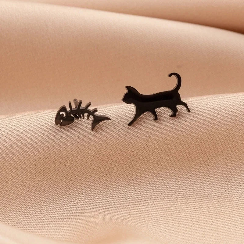 1 Pair Cute Minimalist Dog Cat Flower Polishing Hollow Out 304 Stainless Steel 18K Gold Plated Ear Studs