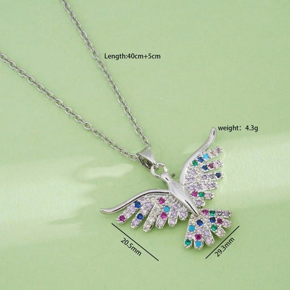 Fashion New Angel Wings Necklace Female Copper 18K Gold Pendant Plated Micro-Inlaid Light Luxury Minority Design Jewelry