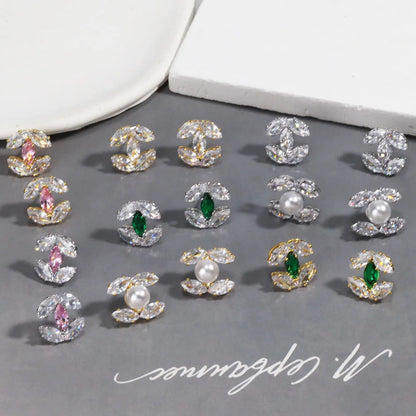 Korean Letter Copper Electroplating Stud Earrings