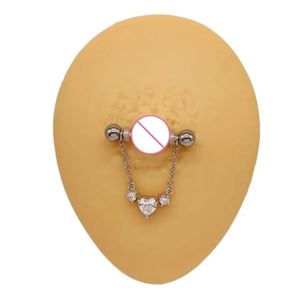1 Piece Nipple Rings & Studs IG Style Shiny Heart Shape Flower 316L Stainless Steel Alloy Titanium Steel Epoxy Chain Inlay Resin Rhinestones Glass White Gold Plated Gold Plated