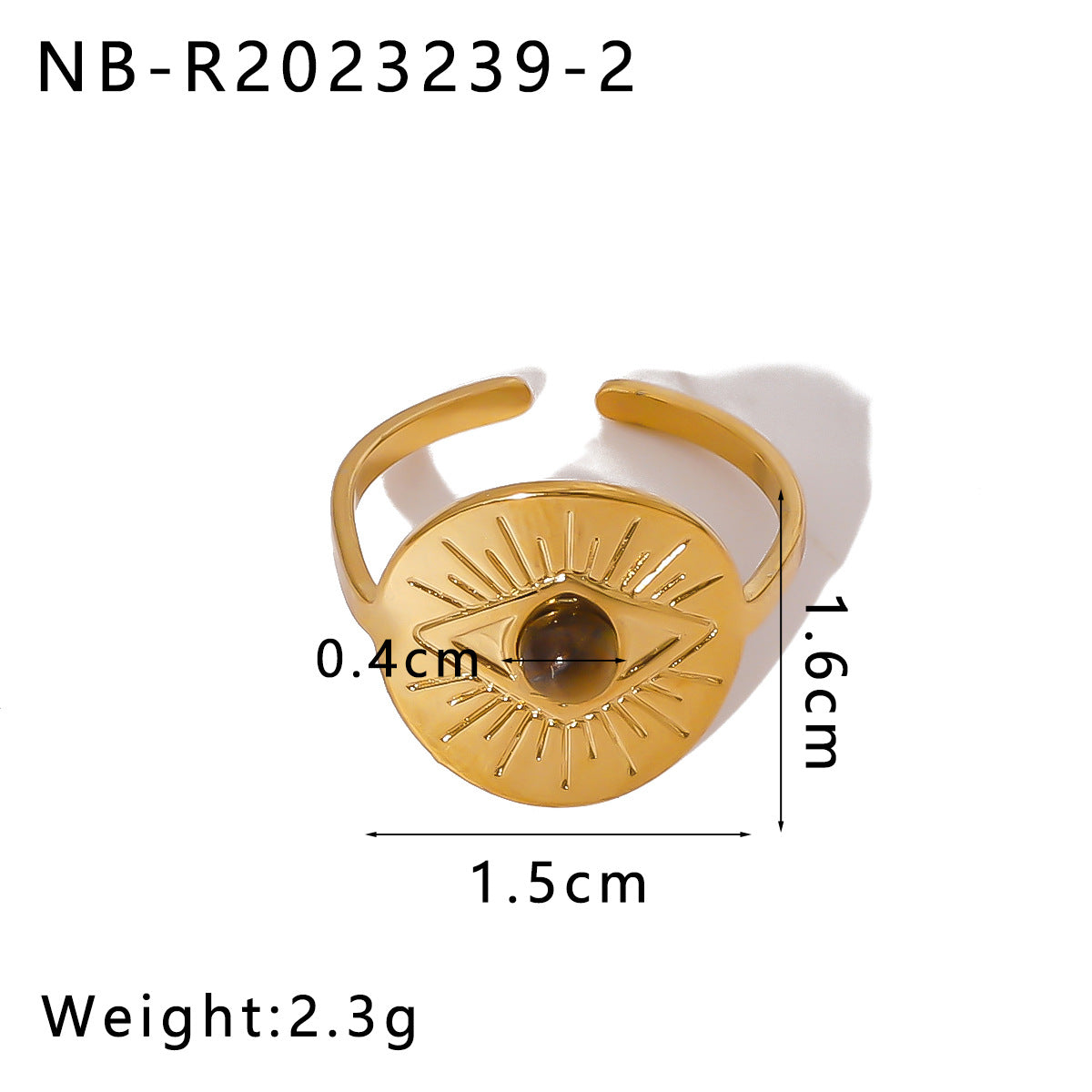 Open Ring IG Style Natural Stone Geometric Stainless Steel Electroplating Rings