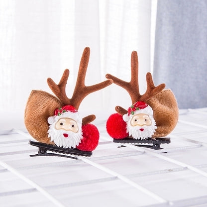 Christmas Cartoon Style Women'S Antlers Plush Plush Hair Clip