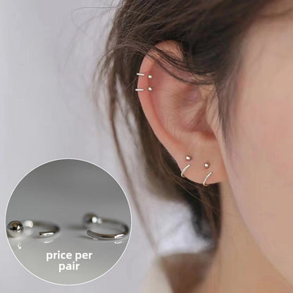 Korean Style S925 Silver Needle Personalized Geometric Double-layer Cross Circle Earrings Women's Retro Fashion Creative Earrings Ear Buckle Fashion