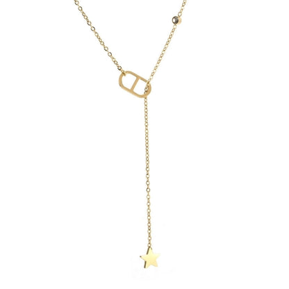 Minimalist Classic Style Round Star Solid Color Titanium Steel Rhinestones 18K Gold Plated Inlay Bracelets Necklace Jewelry Set