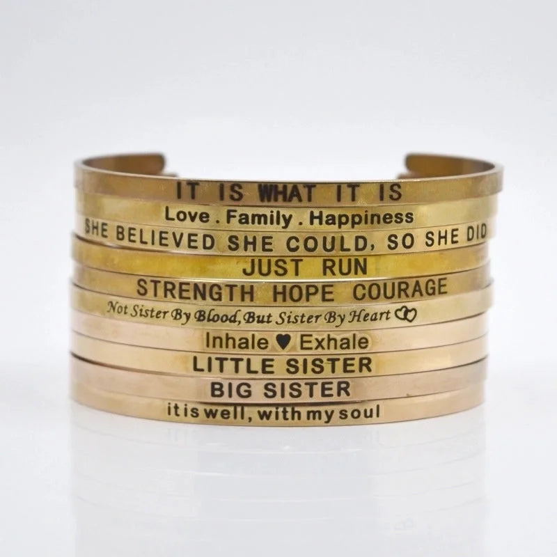 Casual Minimalist Letter Stainless Steel Cuff Bracelets