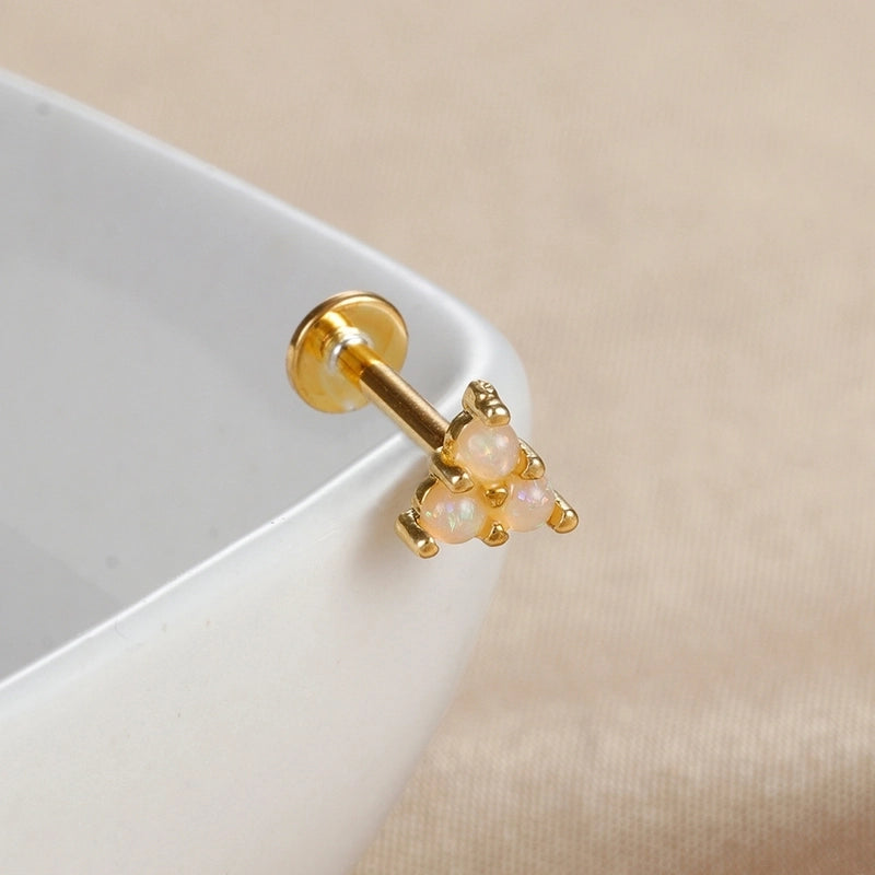 1 Piece Ear Cartilage Rings & Studs IG Style Minimalist Geometric Copper Inlay Gem Zircon Ear Cartilage Rings & Studs