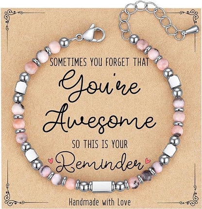 Minimalist Classic Style Round 304 Stainless Steel Natural Stone Bracelets In Bulk