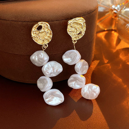 Medieval Droplet Pearl Droplet Geometric Alloy Diamond Inlay Earrings
