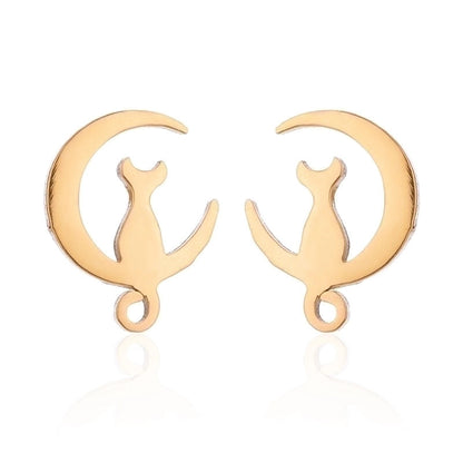 Minimalist Dog Cat Plating 304 Stainless Steel Stainless Steel Earrings