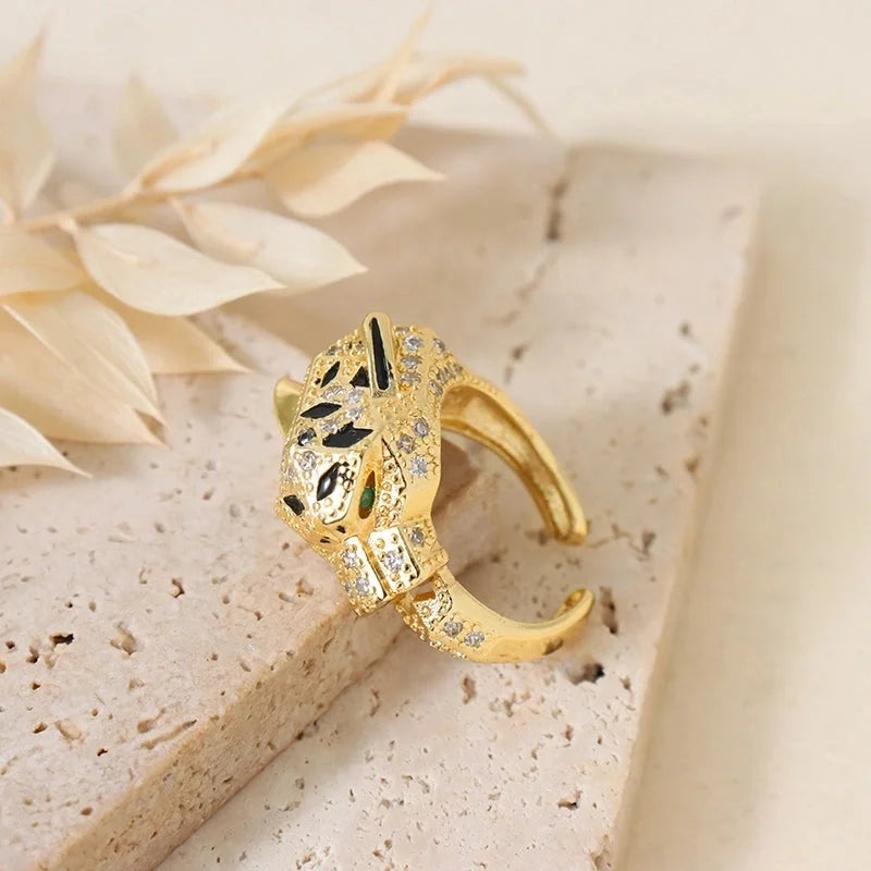 Sweet Round Copper Plating Inlay Rhinestones 18k Gold Plated Open Rings