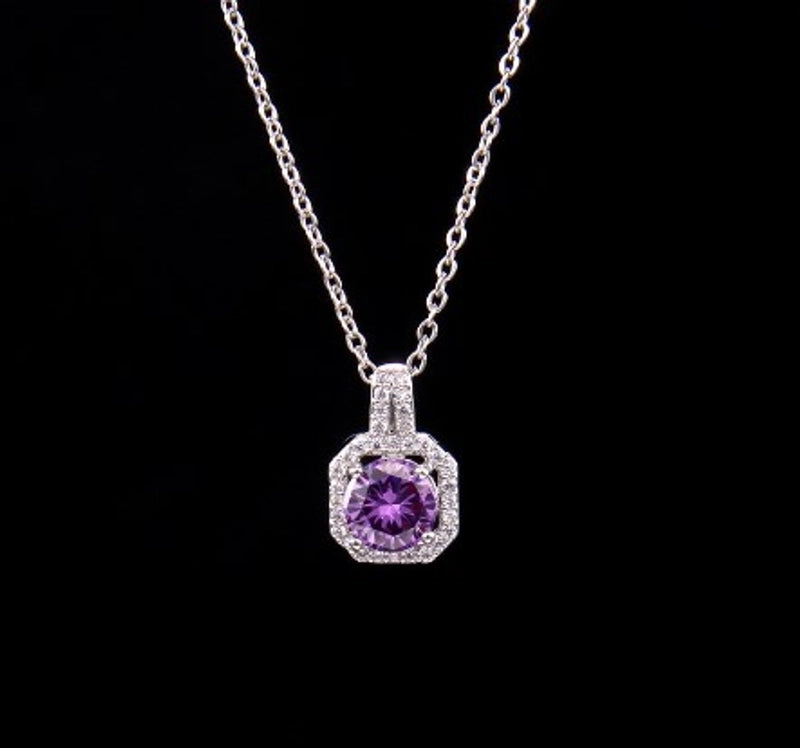 Ig Style Polygon Copper Inlay Zircon Pendant Necklace