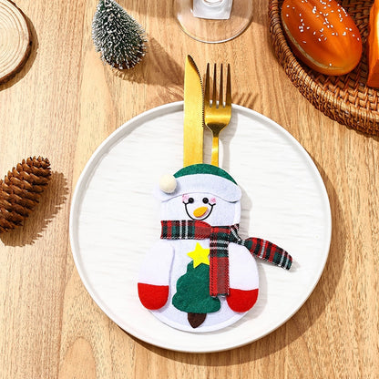 Christmas Cute Santa Claus Snowman Elk Nonwoven Party Festival Cutlery Bag