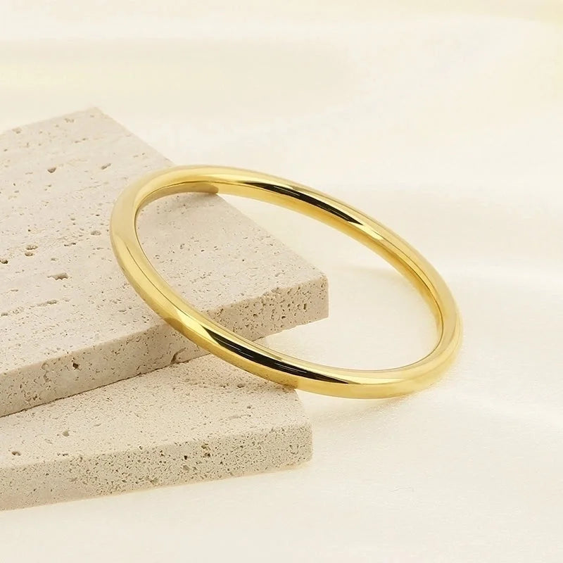 Minimalist Round 304 Stainless Steel 18K Gold Plated Bangle In Bulk