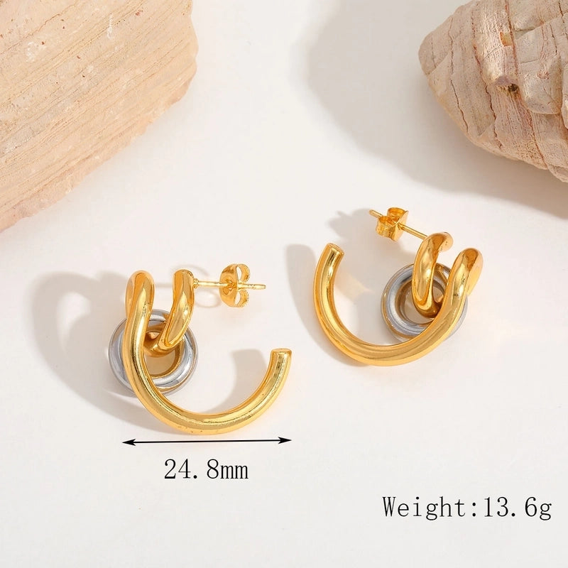1 Pair Casual Basic Minimalist Irregular Round Heart Shape Mixed Metal 304 Stainless Steel 18K Gold Plated Ear Studs