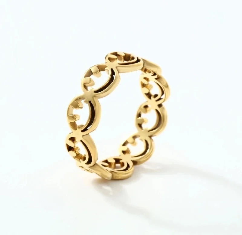 Cute Smile Face Stainless Steel Rings