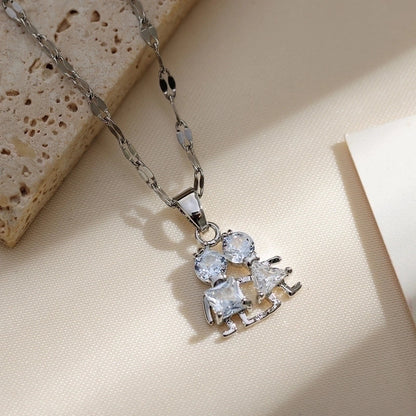 Copper Gold Plated Minimalist Classic Style Plating Inlay Solid Color Zircon Pendant Necklace