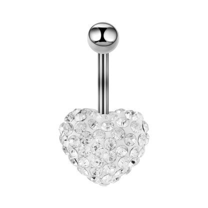 1 Piece Belly Rings Sexy Cool Style Heart Shape 316L Stainless Steel Alloy Plating Rhinestones