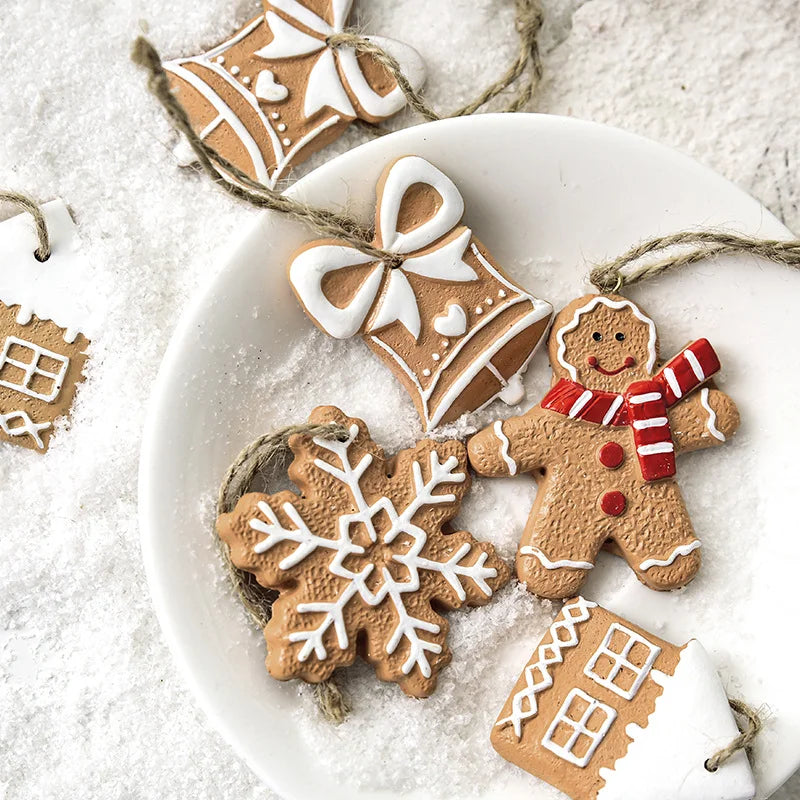 Christmas Resin Gingerbread Man Small Pendant Christmas Snowflake Bell Pendant Diy Christmas Tree Outfit