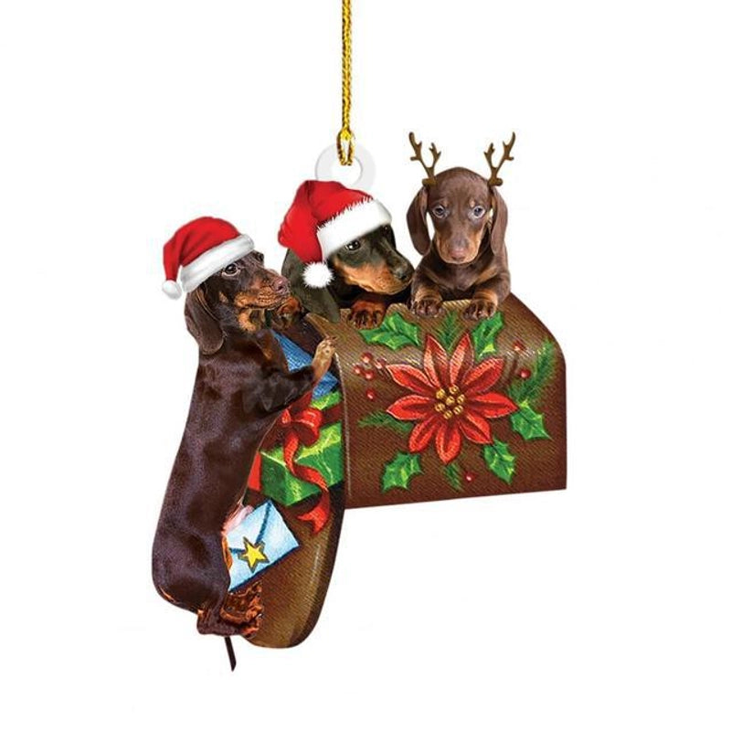 Cross-border Christmas Pendant Hanging Ornaments With Lanyard Christmas Tree Pendant Dachshund House Pendant Home Decorations