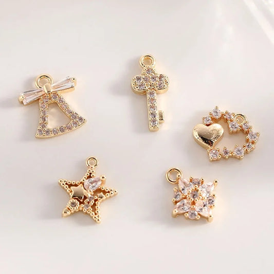 Basic Modern Style Classic Style Star Key Bell 14K Gold Plated Zircon Copper Jewelry Accessories
