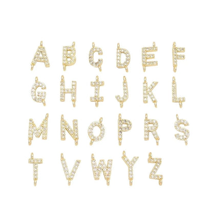 201 Stainless Steel Copper Inlay Letter Zircon Bracelets