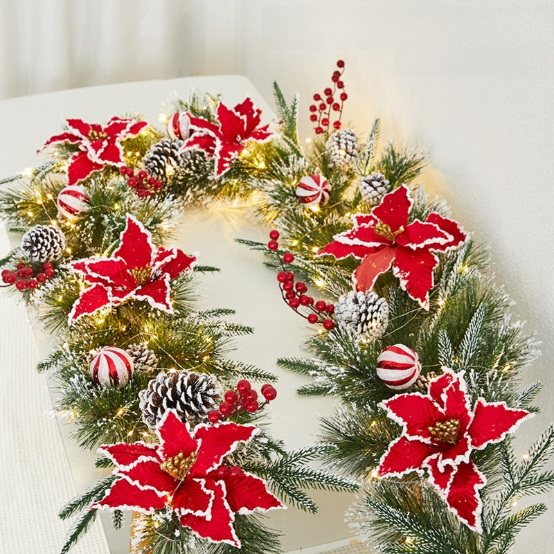 Christmas Pe Encrypted White Flocked Ribbon Decoration Christmas Vine Hotel Mall Window Storefront Scene Arrangement Hanging