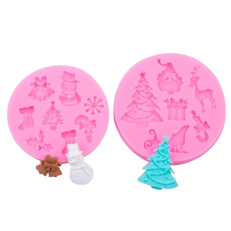 Christmas Casual Elegant Cute Christmas Hat Christmas Socks Silica Gel Kitchen Molds 1 Piece 1 Set