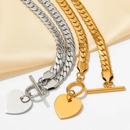 Fashion Heart Shape Stainless Steel Plating Bracelets Necklace