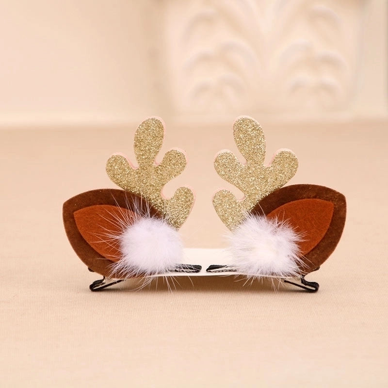 Christmas Small Gifts For Children Gift Gold Powder Antlers Mink Hair Clip Hairpin Set Headdress Christmas Head Buckle