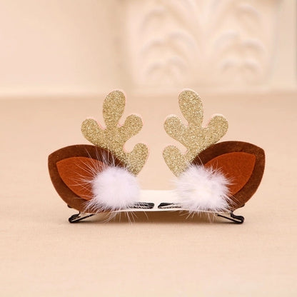 Christmas Small Gifts For Children Gift Gold Powder Antlers Mink Hair Clip Hairpin Set Headdress Christmas Head Buckle