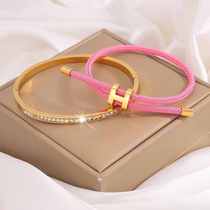 Casual Minimalist Classic Style Solid Color 304 Stainless Steel Bangle In Bulk