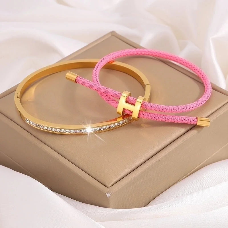 Casual Minimalist Classic Style Solid Color 304 Stainless Steel Bangle In Bulk