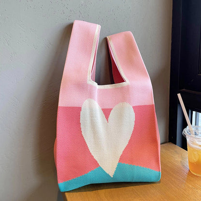 Vest Bag Vest Bag Cute Panda Large Knitted Shoulder Handbag Hand Bag Commuter Large Capacity Wrist Bag