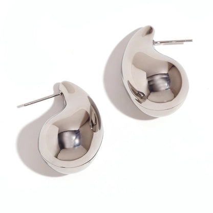 1 Pair Minimalist Classic Style Water Droplets Plating Stainless Steel 18k Gold Plated Ear Studs