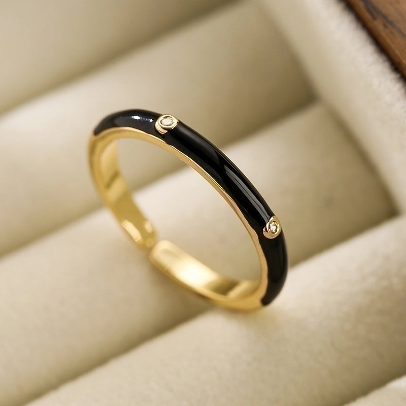 Minimalist Round Copper 18k Gold Plated Zircon Open Ring In Bulk