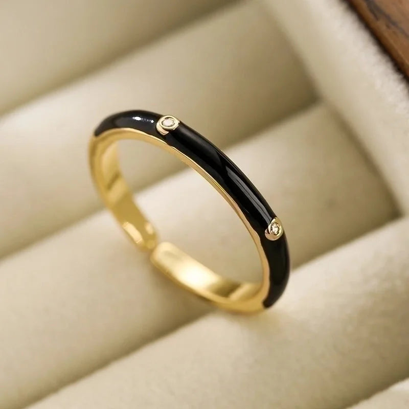 Minimalist Round Copper 18k Gold Plated Zircon Open Ring In Bulk
