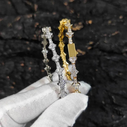 Hip-hop Solid Color Copper Inlay Zircon Bangle