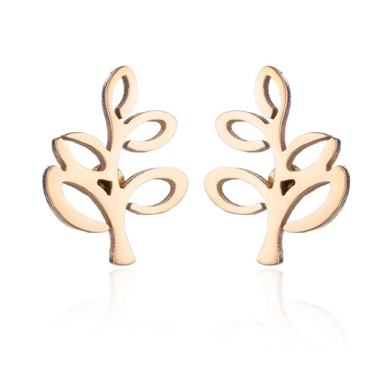 1 Pair Fashion Star Moon Tree Plating Hollow Out 304 Stainless Steel 18K Gold Plated Ear Studs