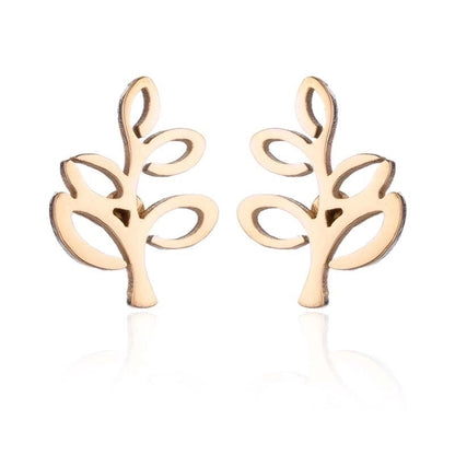 1 Pair Fashion Star Moon Tree Plating Hollow Out 304 Stainless Steel 18K Gold Plated Ear Studs